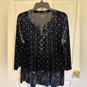 Croft & Barrow Beautiful Deep Blue Velvet Tunic Top • Sz L